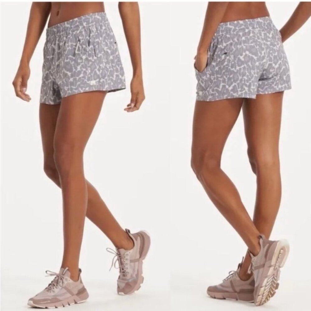 Vuori Women's Gray White Print Athletic Shorts